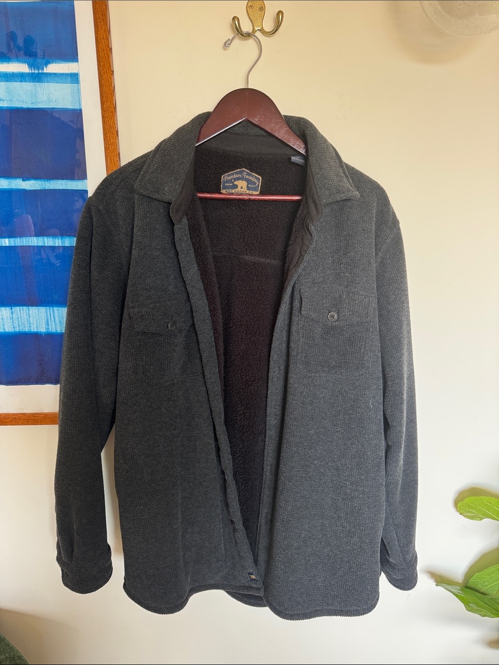 Freedom Foundry Charcoal Gray Fleece Shirt Jacket